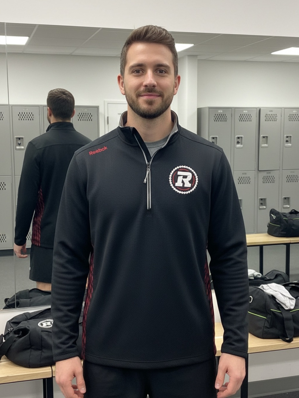 Reebok RedBlacks CFL Men’s Black Quarter-Zip Pullover